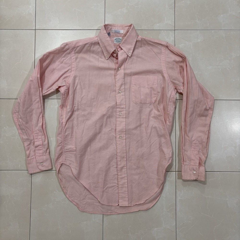 Vintage Brooks Brothers Made In USA Button Shirt Cotton Blend Pink 20 X 14 1/2